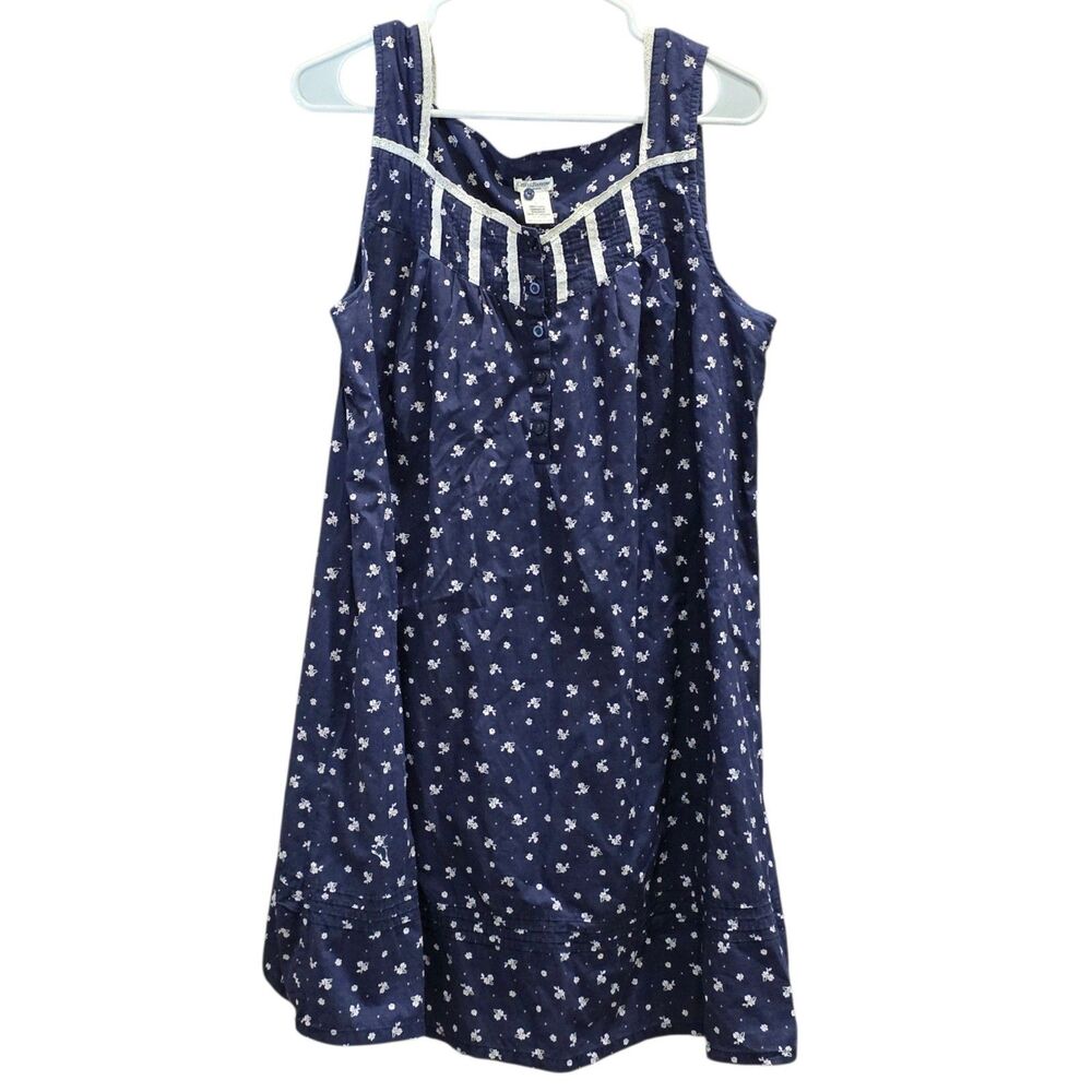 Croft & Barrow Blue Floral Lace Tank Nightgown L